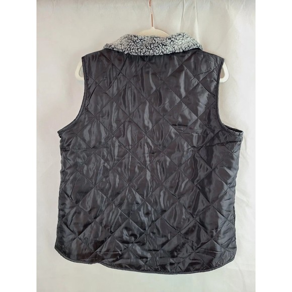 Thyme and Honey Women's (M) Black Quilted & Gray Fleece Reversible Full Zip Vest - Picture 5 of 12